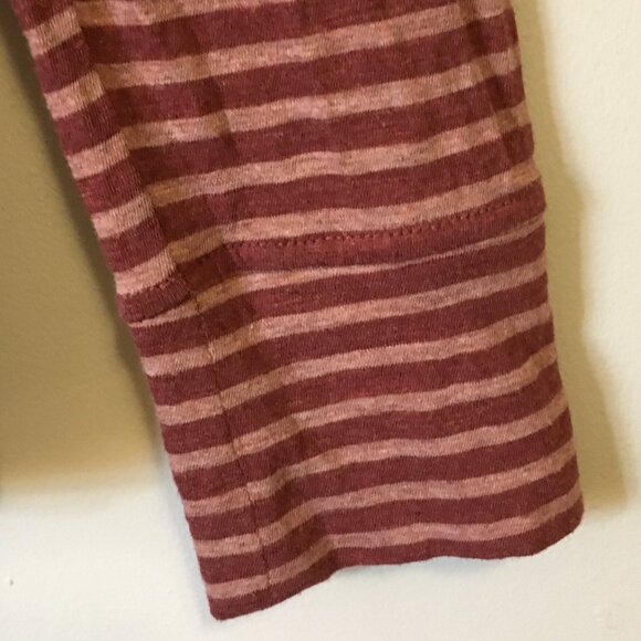 100% Cotton Long Sleeve Tie Hem Raspberry and Peach Pinstripe Top - Picture 7 of 16